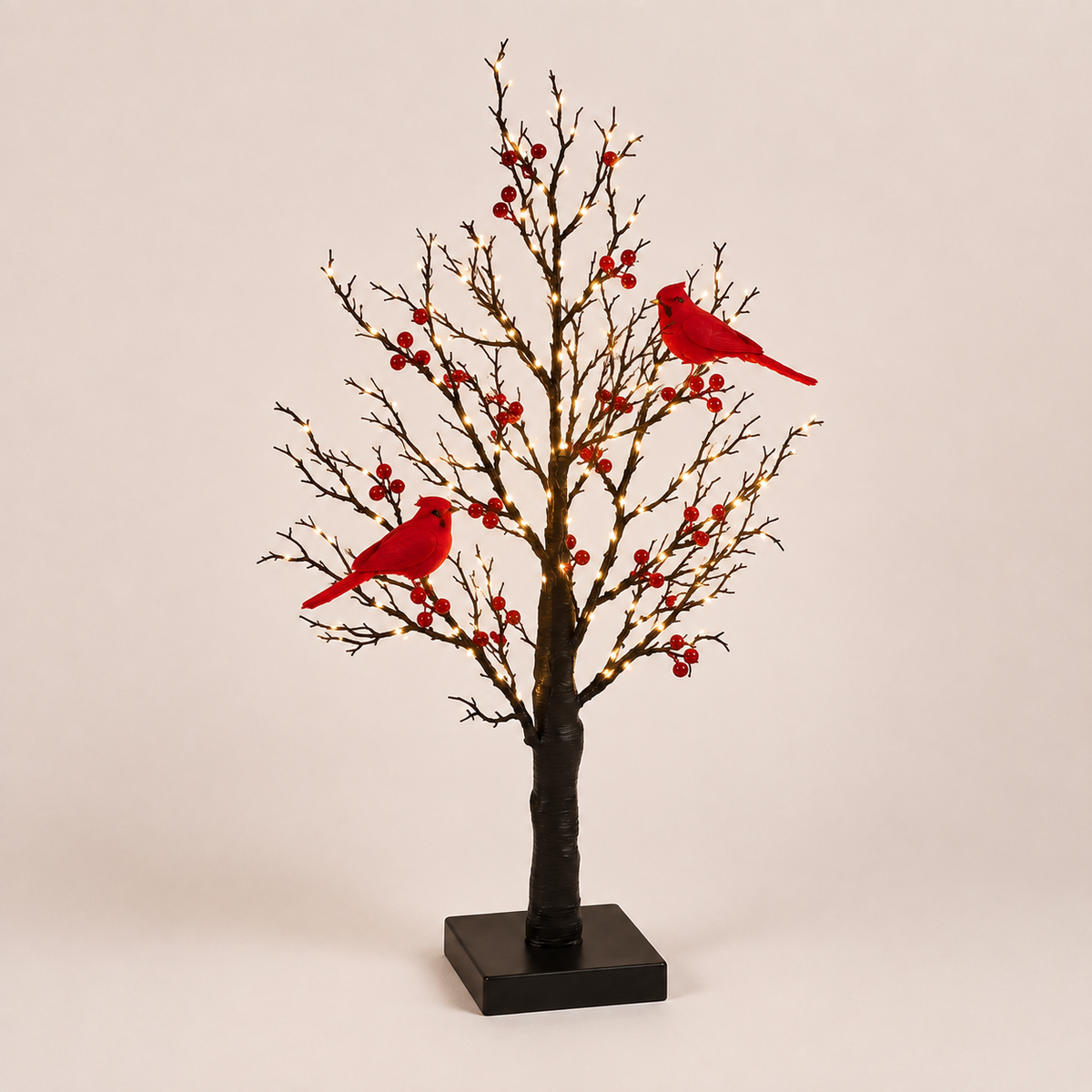 🐦Vintage Glowing Cardinal Tree with Electric Cardinal & Berries