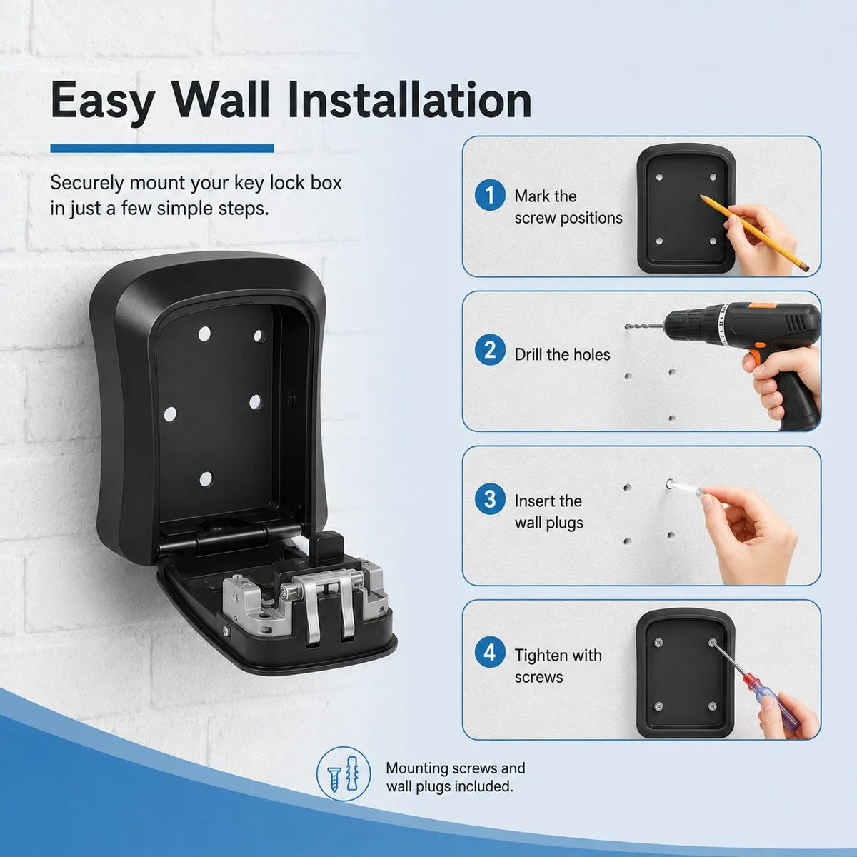 4-Digit Wall-Mounted Key Lock Box