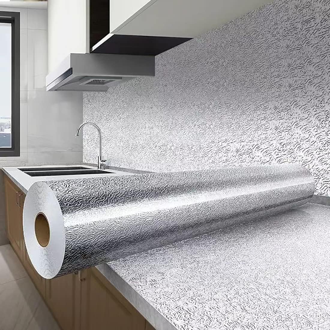Self-Adhesive Aluminum Foil Kitchen Backsplash Wallpaper