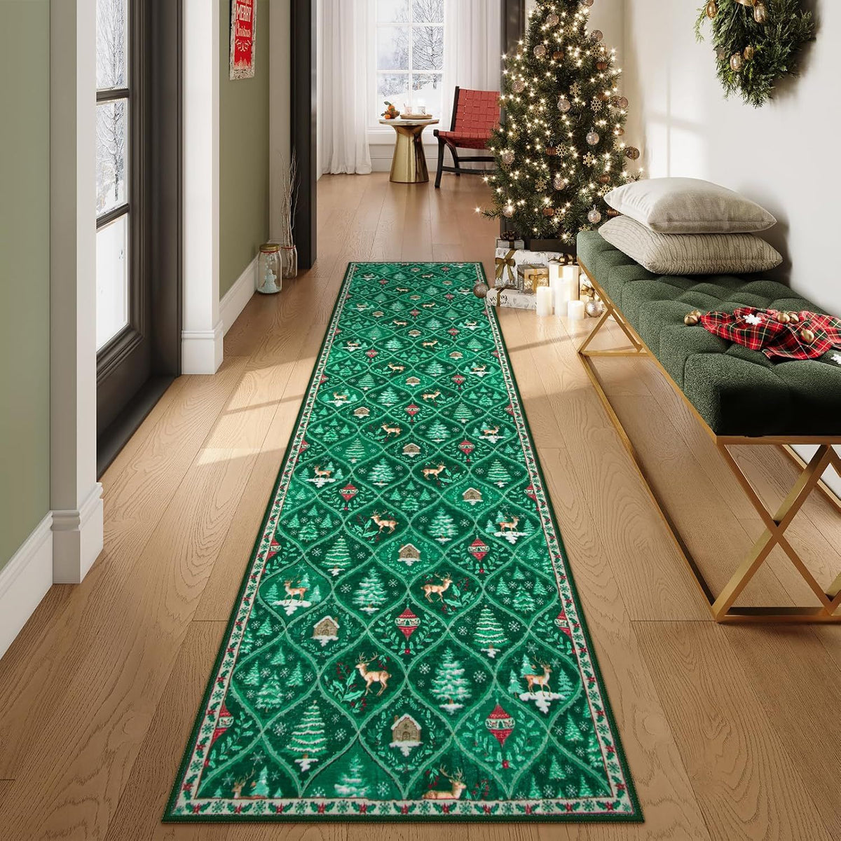 🎄Christmas Sale 49% OFF🎄Christmas Deer Santa Long Rug