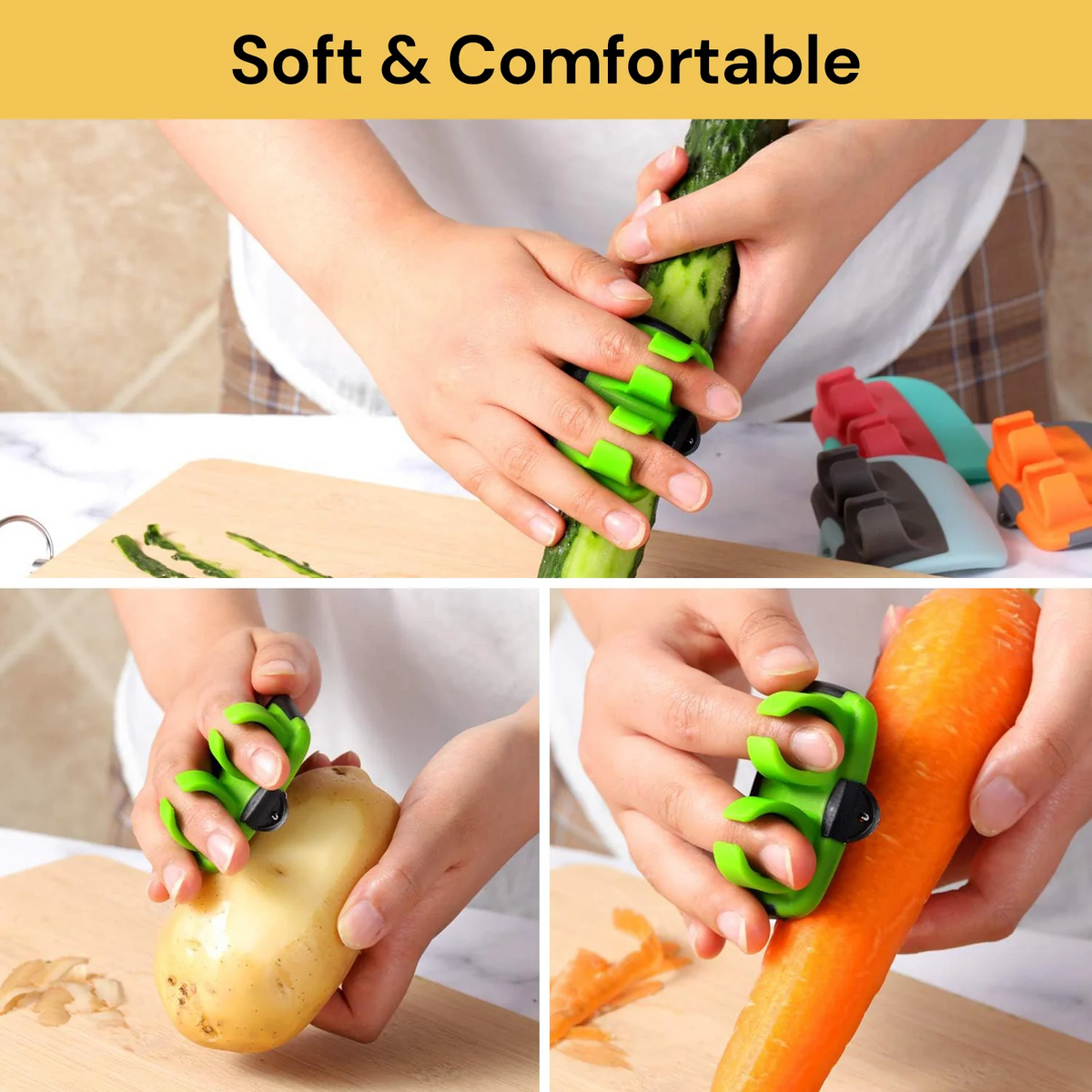Finger Vegetable Palm Peeler Kitchen Fruit Potato Peeler with Comfortable Rubber Finger Grip