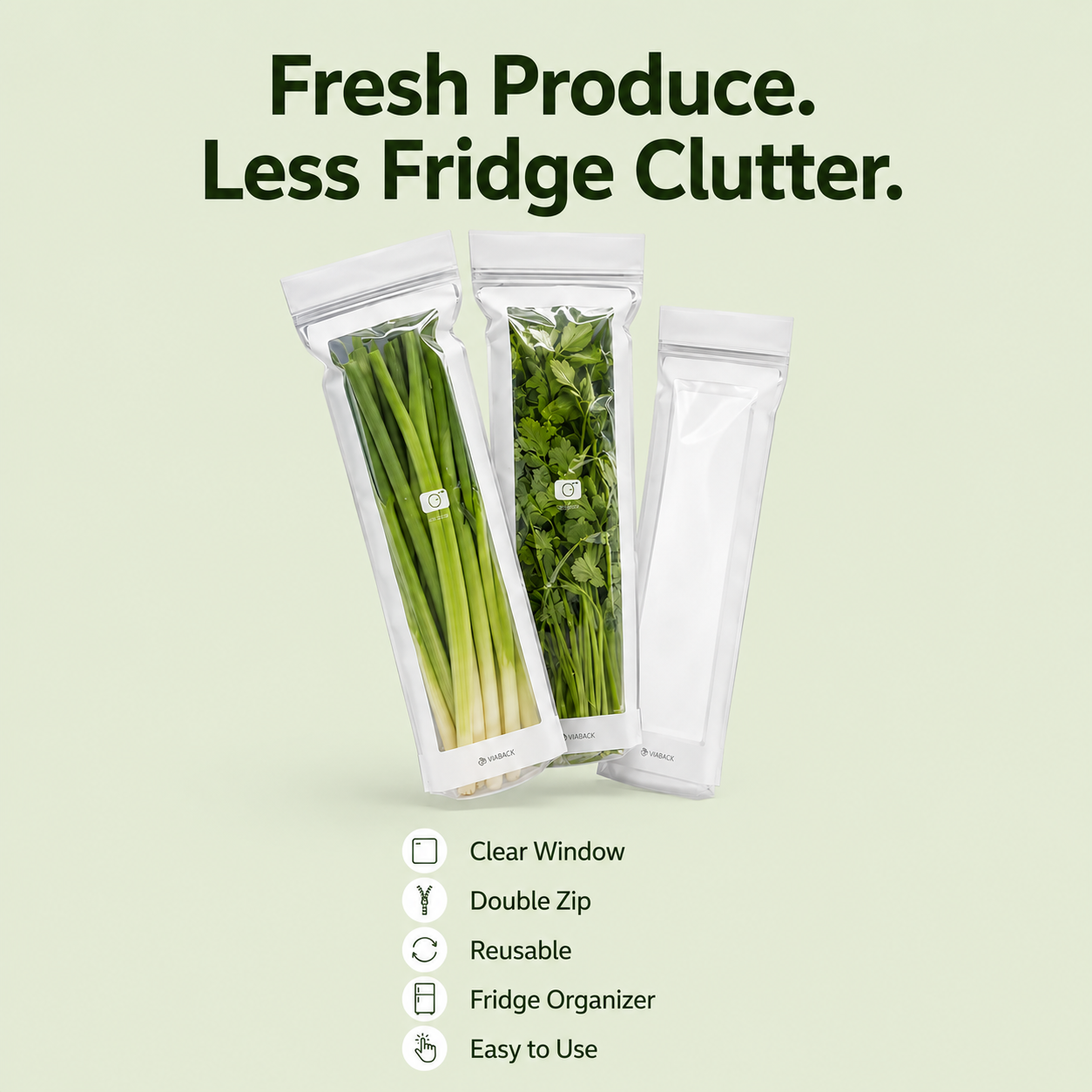 🥬 50/100PCS Reusable Fresh-Keeping Produce Bags, Double-Zip Seal Freshness Bags for Kitchen