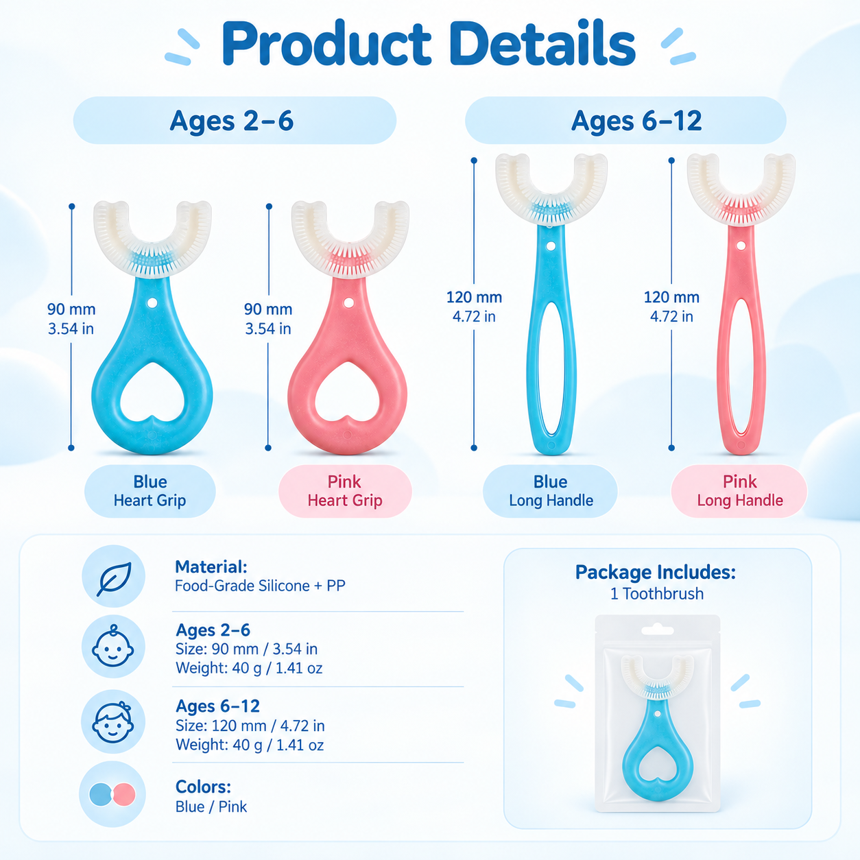 🔥 Limited-time 50% off — Kids u-shaped silicone toothbrush