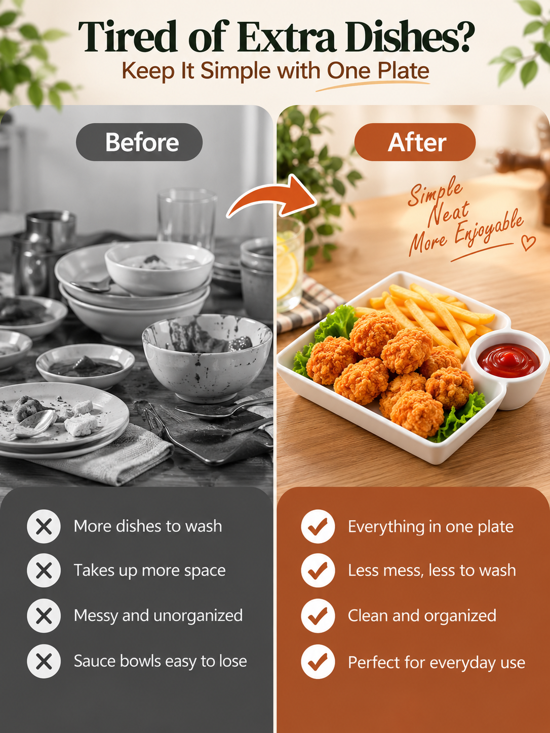 🍟 All-in-One Snack & Dip Serving Plate – Built-In Sauce Cup & Stackable Design