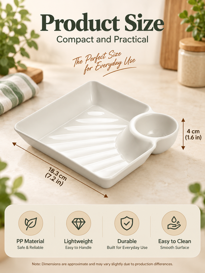 🍟 All-in-One Snack & Dip Serving Plate – Built-In Sauce Cup & Stackable Design