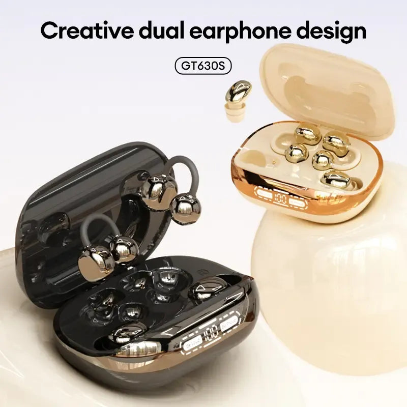 🎧 3-in-1 Wireless Earbuds with Power Bank Charging Case – Clip-On & Sleep Bluetooth Headphones with 4 Earbuds, Noise Cancellation, IPX5 Water Resistant for Sports & Sleep