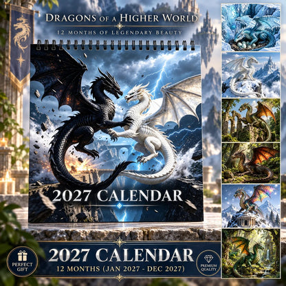 🐉Dragons  2027 Wall Calendar – 12-Month Epic Fantasy Dragon Calendar, Mystical Legendary Art Hanging Planner for Dragon Lovers