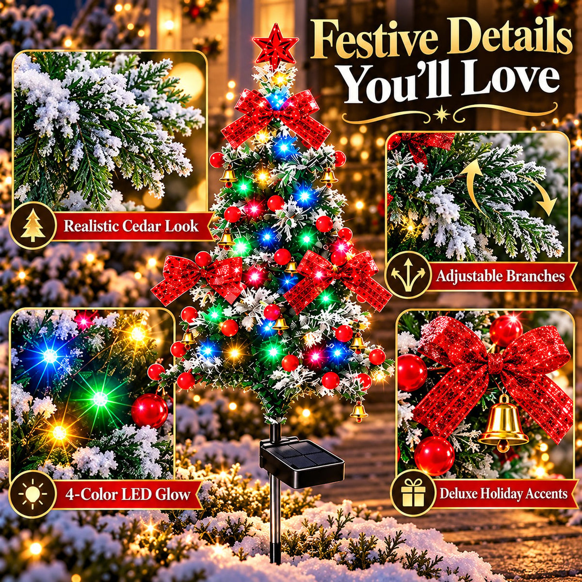 50% OFF 🔥 Solar Cedar Christmas Tree Lights | Festive Outdoor Holiday Decor