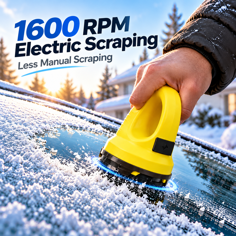 1600 RPM electric ice scraping on windshield