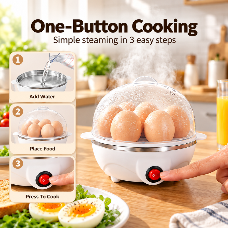 Three simple steps to use the electric egg cooker
