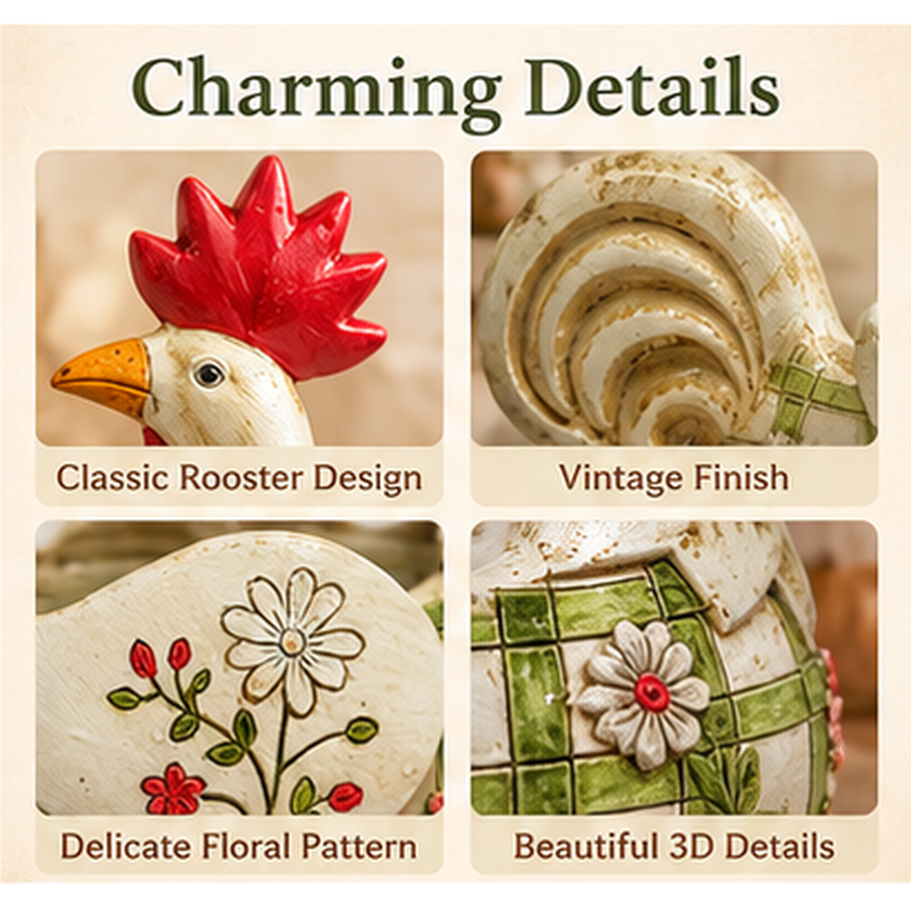 🐓 Rustic Farmhouse Rooster Cutlery Holder