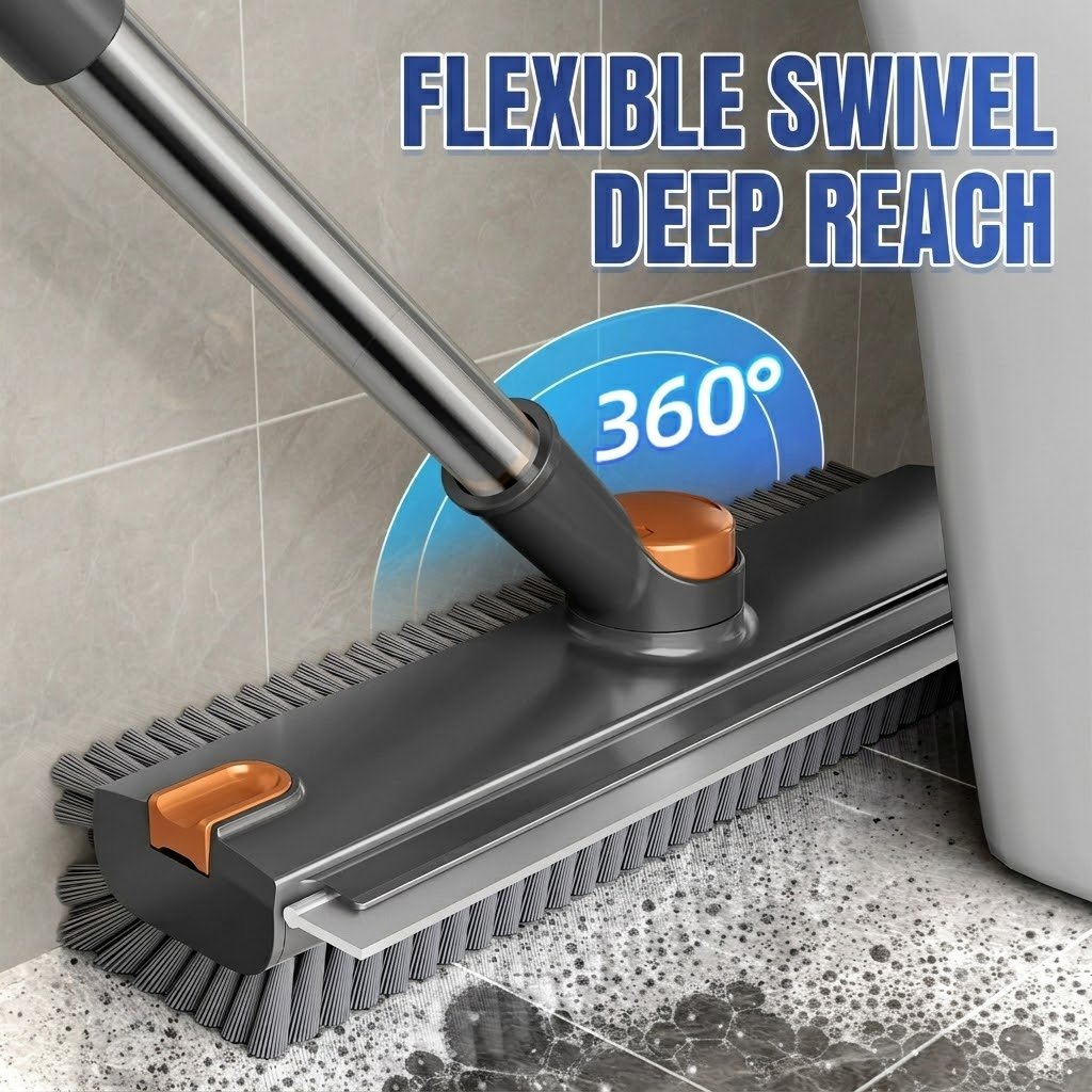 3-in-1 Adjustable Floor Scrub Brush – 360° Rotating Cleaning Tool