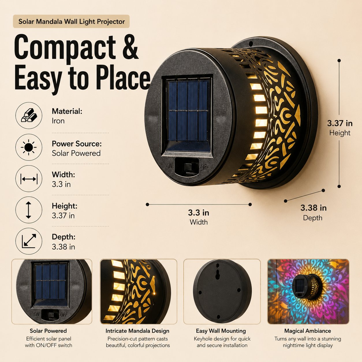🔥Hot Sale 49% OFF✨Solar Mandala Wall Light
