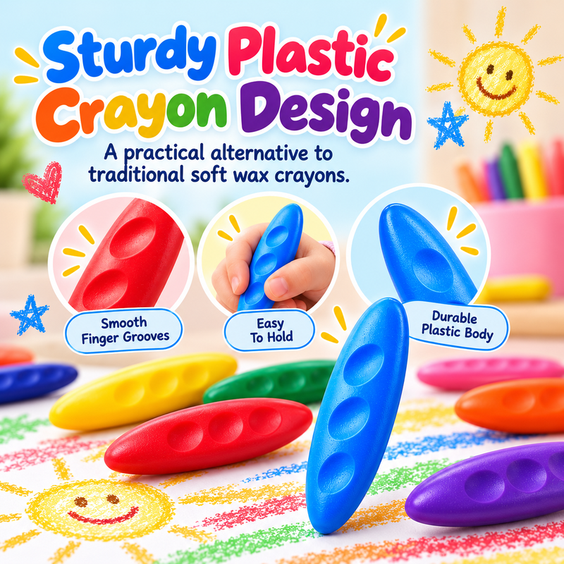 🎨 Easy-Grip Washable Peanut Crayons for Kids – 12/24/36 Colors
