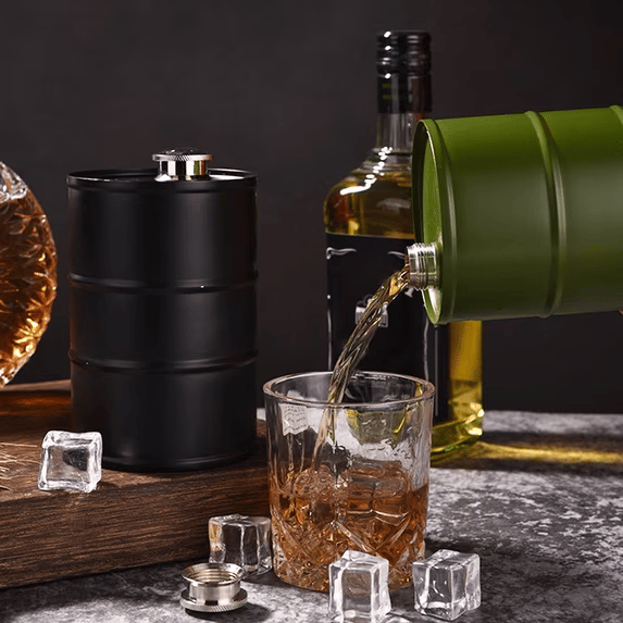 350ml/750ml Oil Drum Anti-rust Leak-proof No Odor Portable Wine Storage🛢Food Grade Camping Whisky Flagon Wine Jug Camping Supplies【liquor is not included】