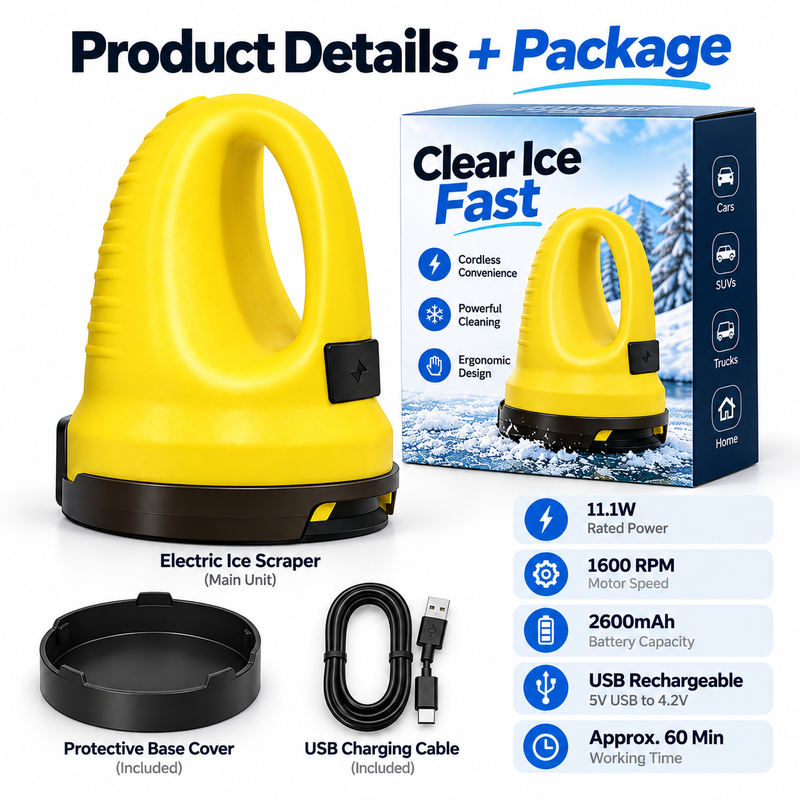 Electric ice scraper product details and package contents