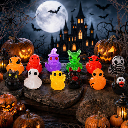 🔥Last Day Sale 50% OFF🔥Halloween Mini Duck Figurines, Devil Ghost Skull Assorted Desktop Ornaments, Spooky Party Favors