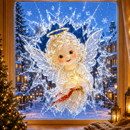 🔥Limited time 70% OFF -✨🎄Crystal Christmas Break-In Window Decal — 3D Shattered-Glass Holiday Window Decoration