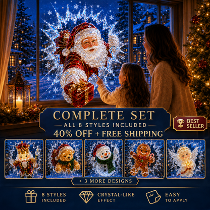 🔥Limited time 70% OFF -✨🎄Crystal Christmas Break-In Window Decal — 3D Shattered-Glass Holiday Window Decoration