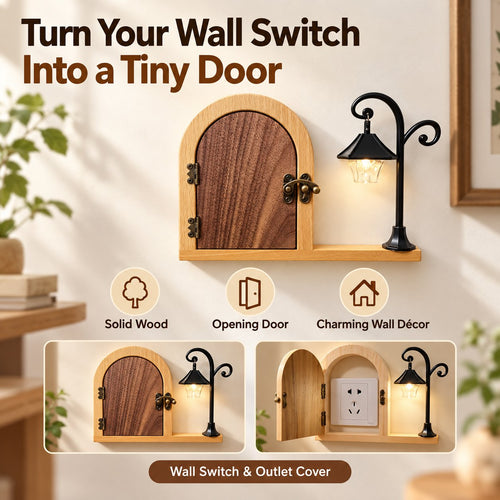 🚪✨ Wooden Fairy Door Outlet Cover — Hide Outlets with Magical Charm!
