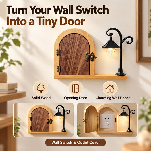 🚪✨ Wooden Fairy Door Outlet Cover — Hide Outlets with Magical Charm!