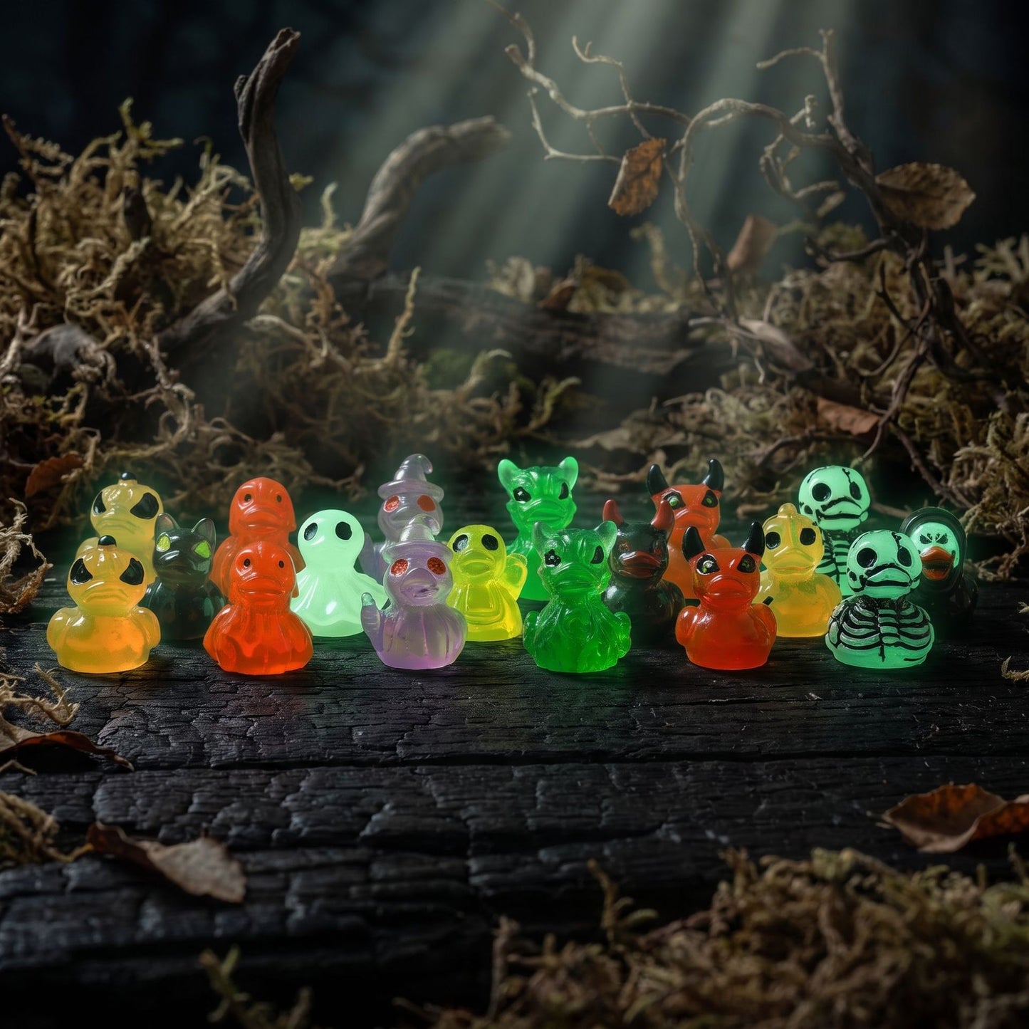 🔥Last Day Sale 50% OFF🔥Halloween Mini Duck Figurines, Devil Ghost Skull Assorted Desktop Ornaments, Spooky Party Favors