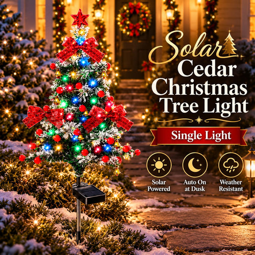 50% OFF 🔥 Solar Cedar Christmas Tree Lights | Festive Outdoor Holiday Decor