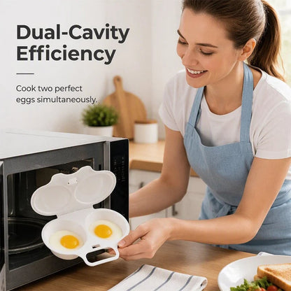 🔥Hot Sale 42%OFF🥳Dual-Cavity Microwave Egg Poacher – Breakfast in Minutes