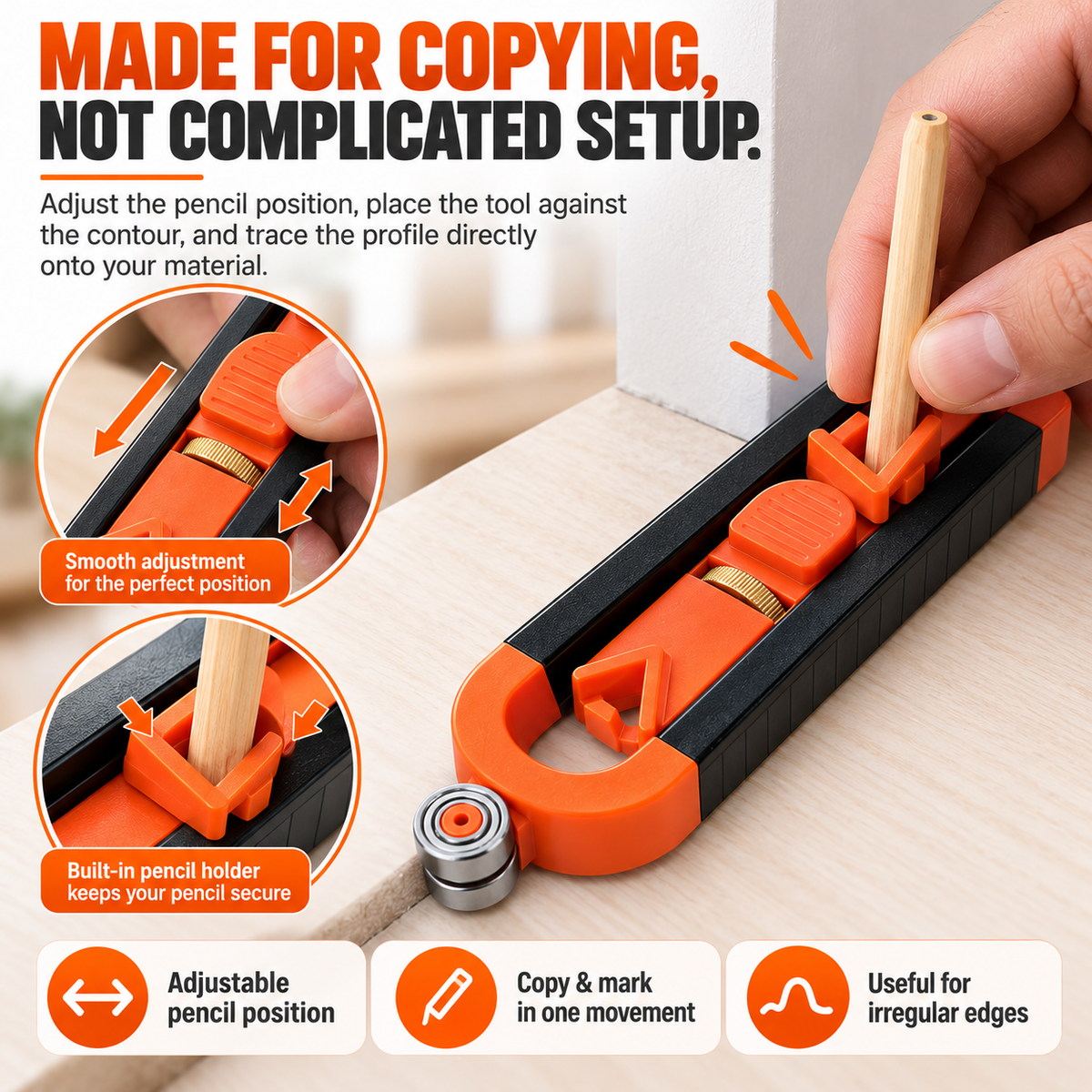✨ Hot sale —✏️Contour Gauge Scribe Tool with Lock and Pencil