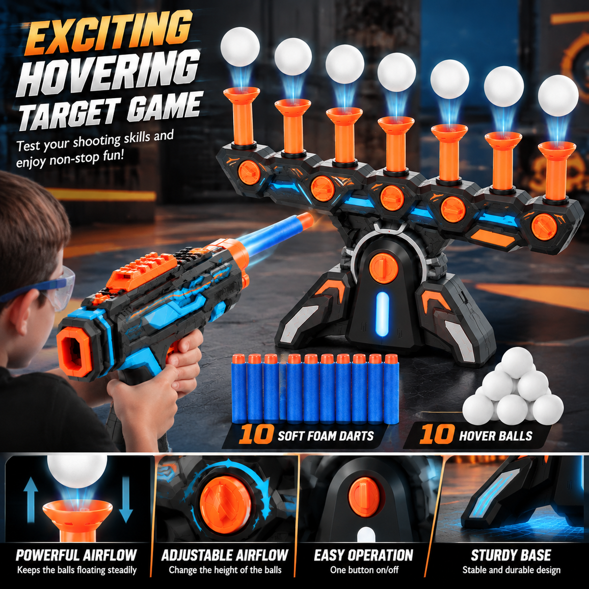 🎯 Hover Shot Floating Target Game With Foam Blaster