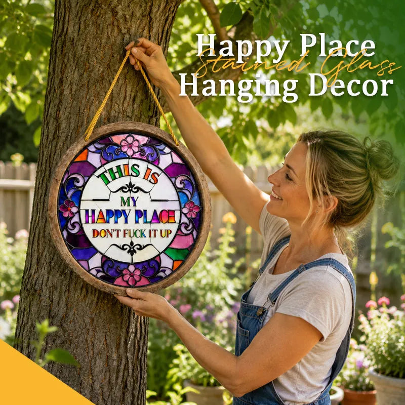 🌈 This Is My Happy Place Stained Glass Garden Sign