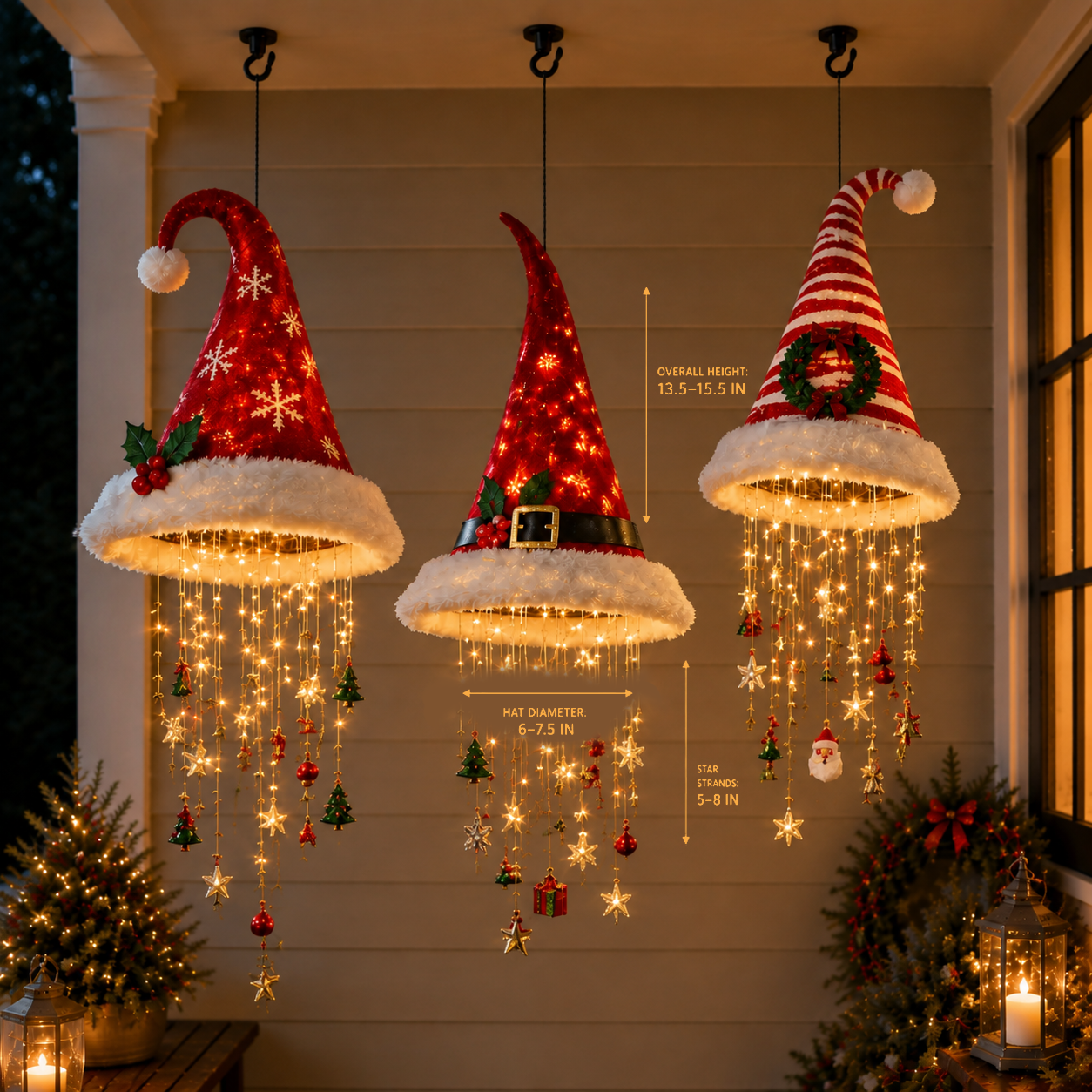 🔥Christmas Sale 49%🎄Lighted Santa Hat Hanging Chandelier