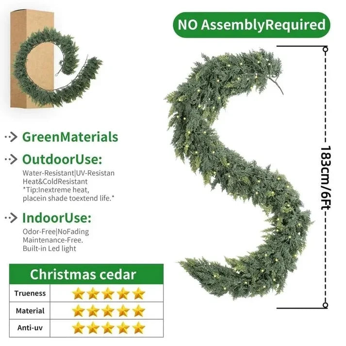 🏆2026 HOT SALE💥 Pre-lit Christmas Cedar Garland