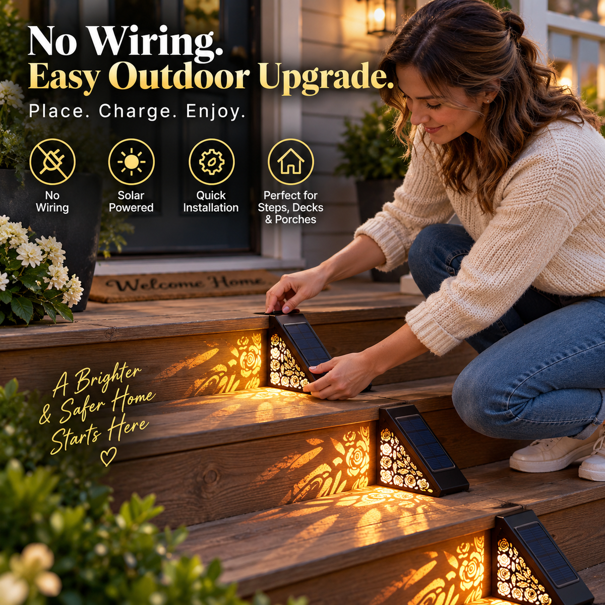 🔥Hot Sale 49% OFF🎄Solar Rose Pattern Outdoor Step Lights