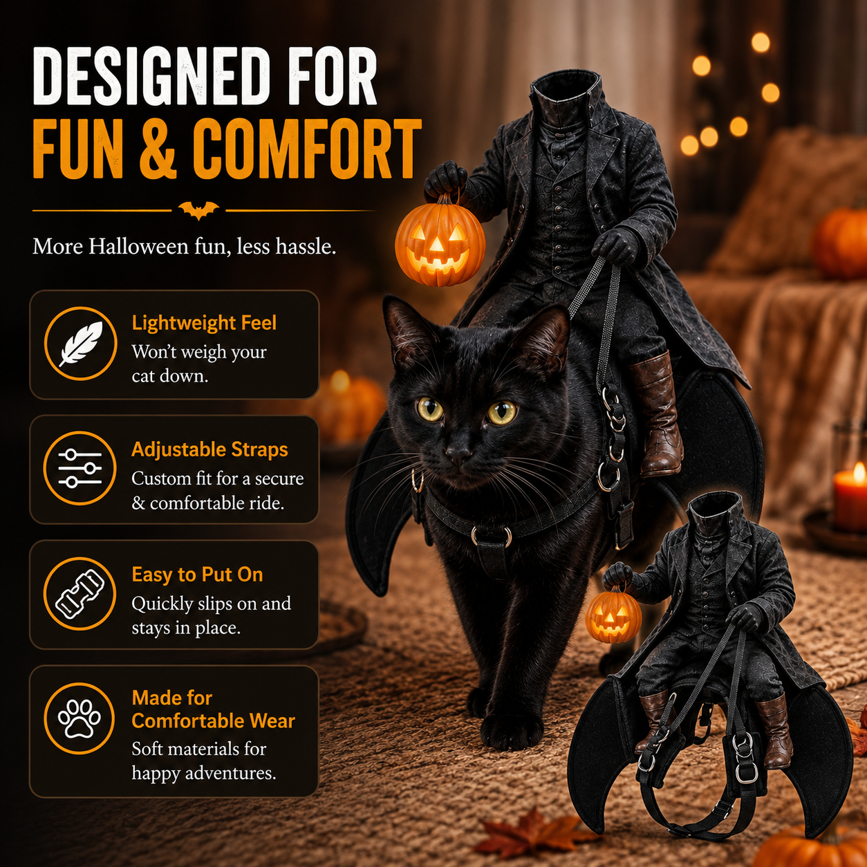🔥Hot Sale 49% OFF💀Headless Horseman Cat Costume