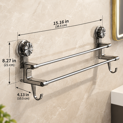 No-Drill Double Towel Bar with Suction Mounts