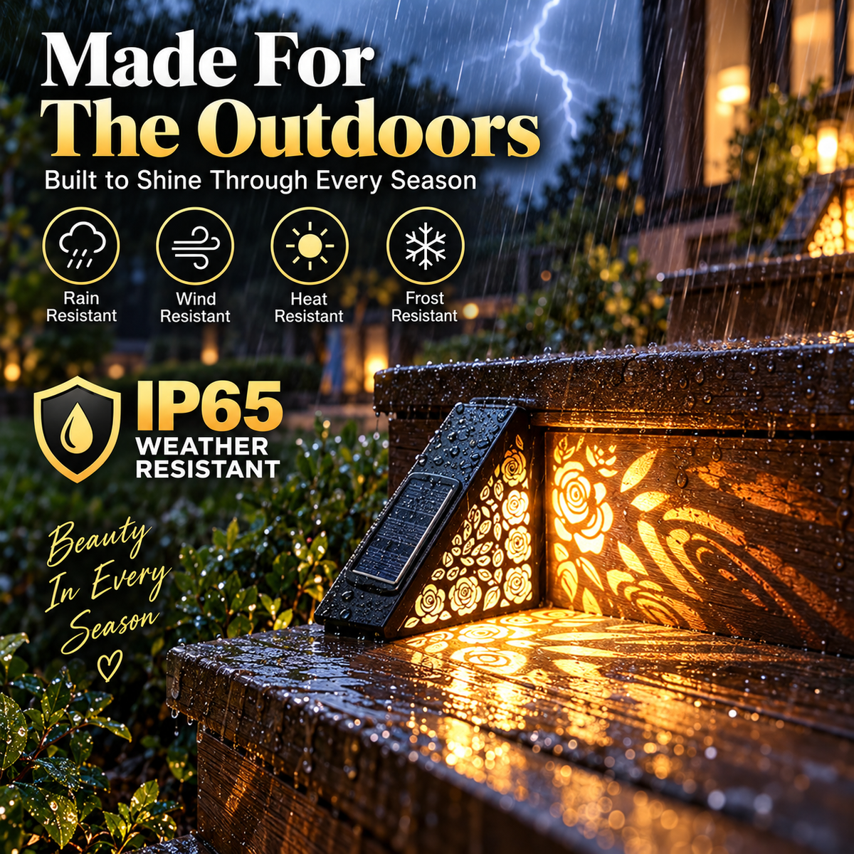 🔥Hot Sale 49% OFF🎄Solar Rose Pattern Outdoor Step Lights
