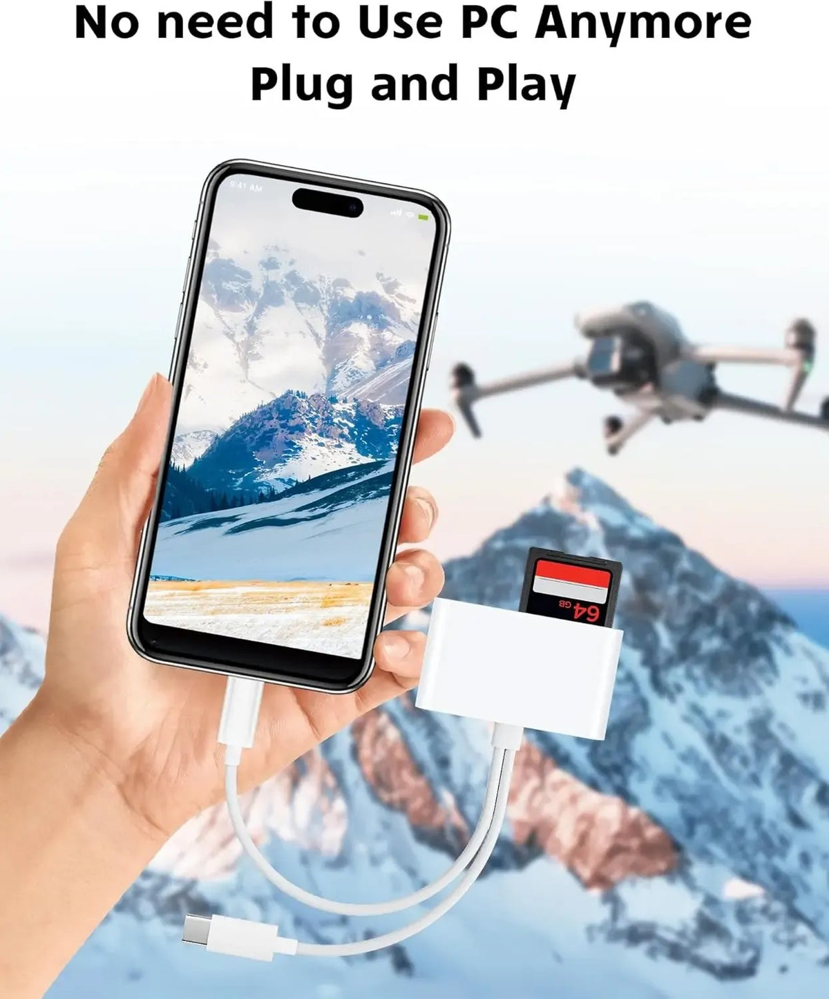 Portable USB-C SD Card Reader – Dual-Slot SD/TF Memory Card Adapter