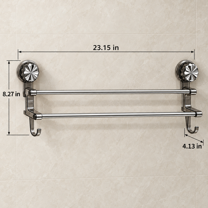 No-Drill Double Towel Bar with Suction Mounts