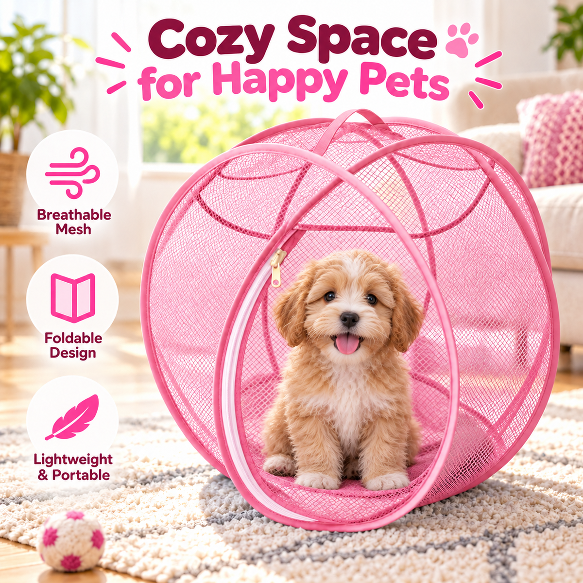 🐾 Foldable Breathable Mesh Pet Tent