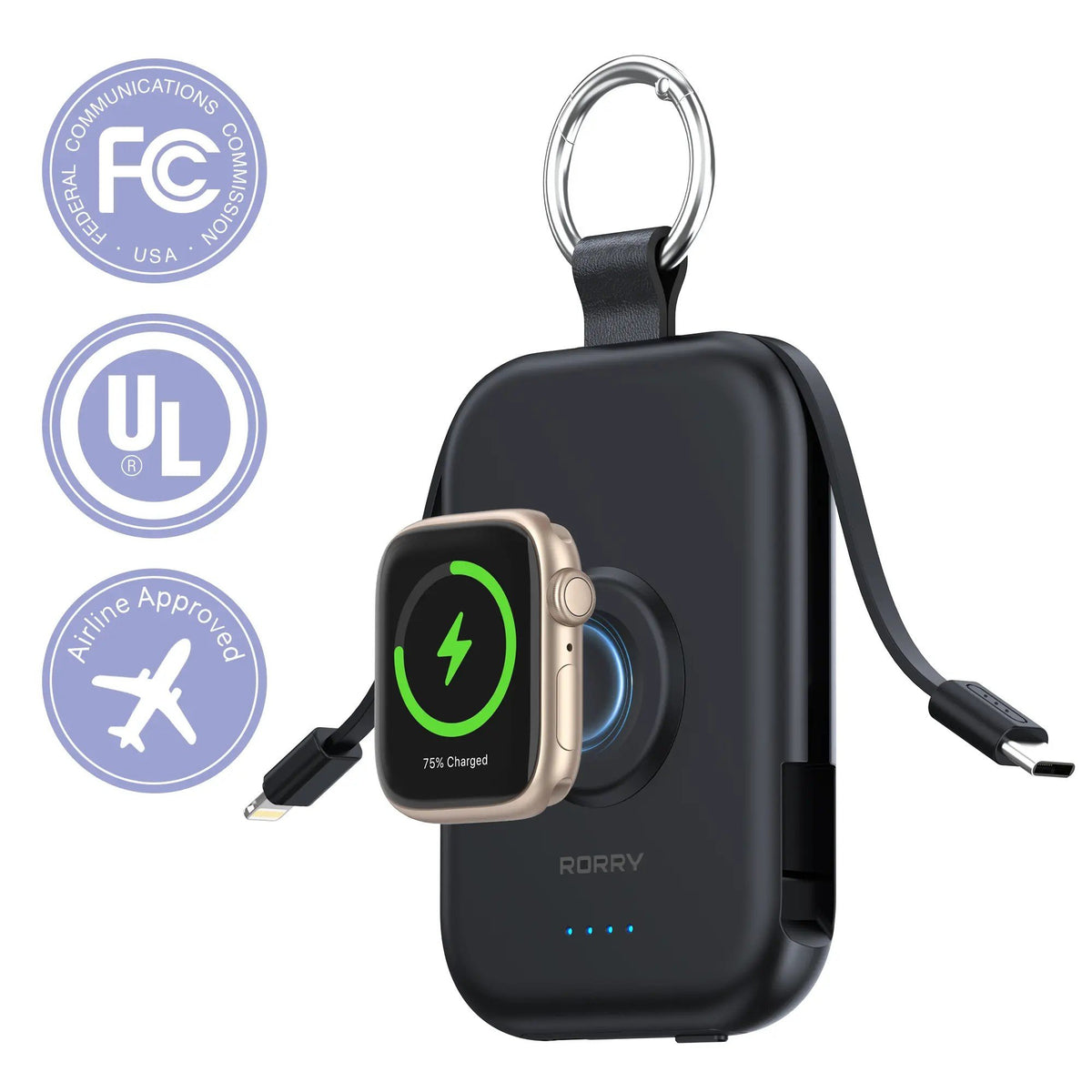 ⚡Hot Sales 49% OFF🔥5000mAh Portable Charger Power Bank with Built-in Cables Travel Keychain Battery Pack