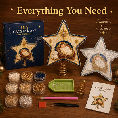 🔥LAST DAY 69% OFF - ⭐ Christian Faith Nativity Pearl Diamond Art Tree Topper Kit – Handcrafted Christmas Keepsake & Holiday Decor