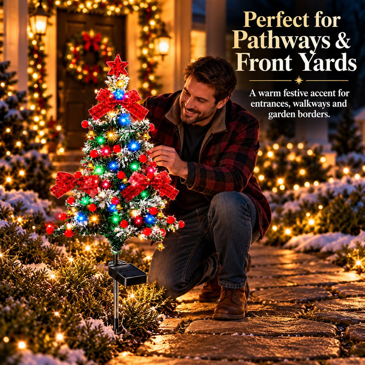 50% OFF 🔥 Solar Cedar Christmas Tree Lights | Festive Outdoor Holiday Decor