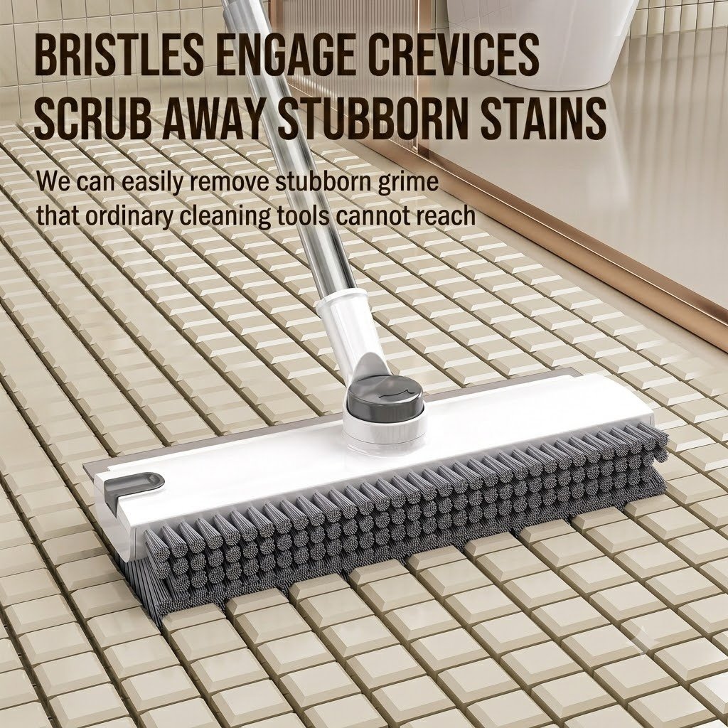 3-in-1 Adjustable Floor Scrub Brush – 360° Rotating Cleaning Tool
