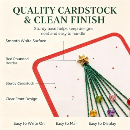 🎄 DIY Hand Embroidery Christmas Thread Cards Kit (Set of 6) – Handmade Holiday Greeting Cards Craft Set