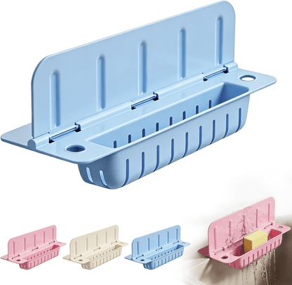 💦Foldable Kitchen Sink Splash Guard, ABS+TPE Water Splash Blocker with Suction Cups & Drainage Holes, Sponge Holder Design for Sink Edge🪣