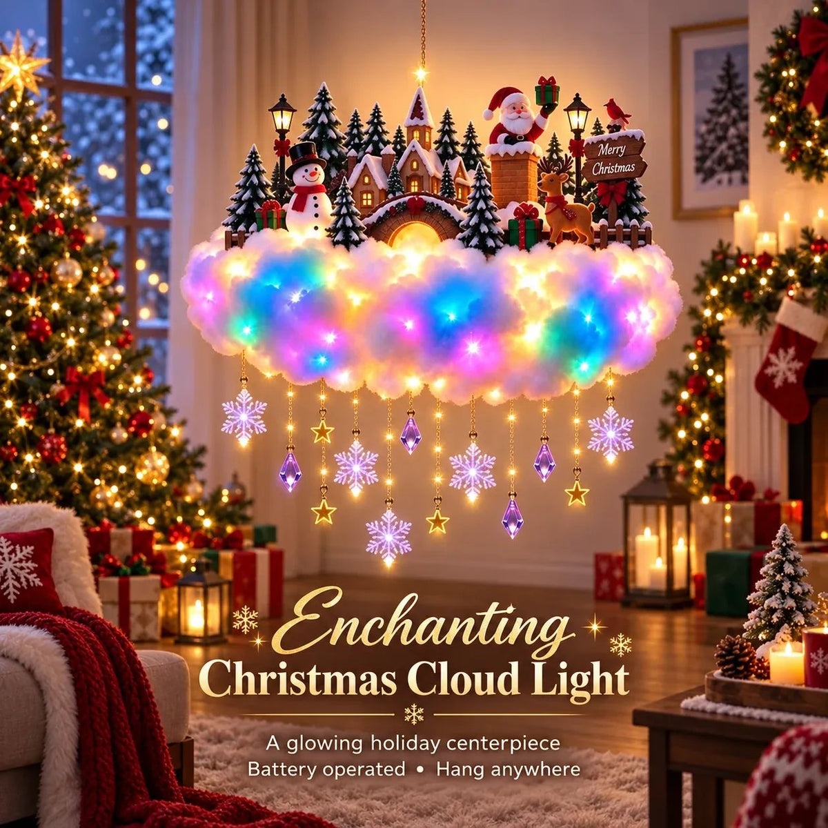 Magical Christmas Glow Cloud Wall Hanging
