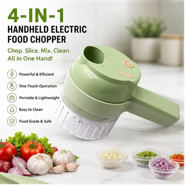 🔥2026 HOT SALE-4-in-1 Handheld Electric Food Chopper & Slicer