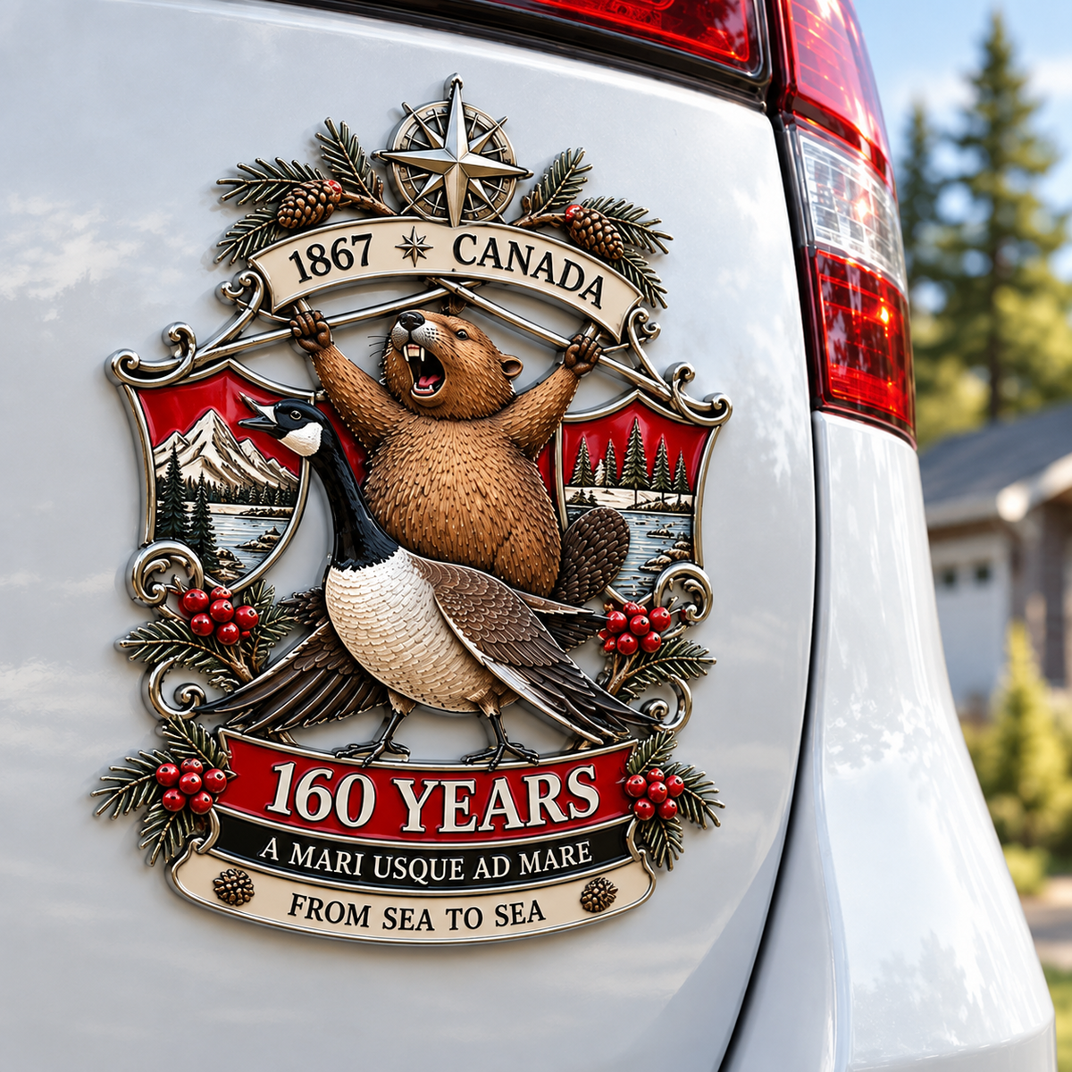 🍁Canada 160th Anniversary “A Mari Usque Ad Mare” Tribute Metal Car Emblem