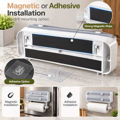 Double-Layer Kitchen Wrap Dispenser &amp; Cutter